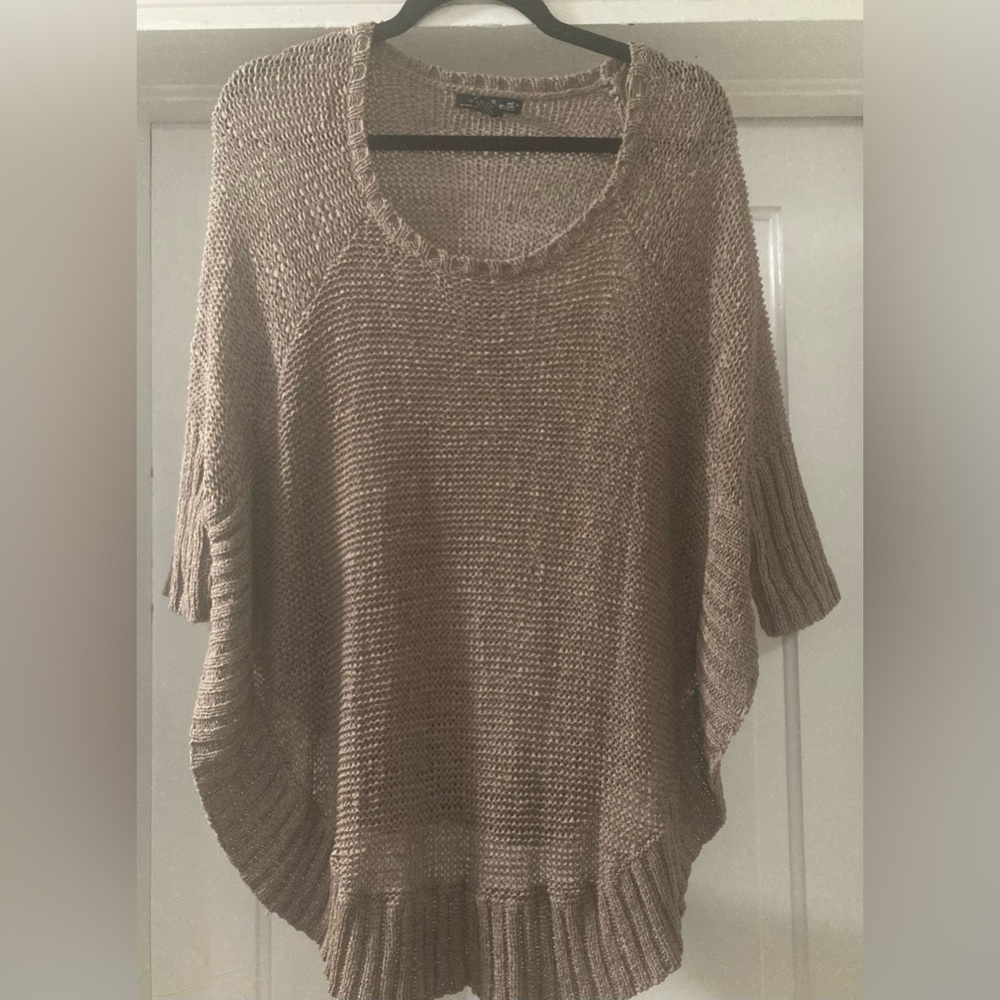 Willi Smith Brown Short Sleeve Poncho Size Petite Small